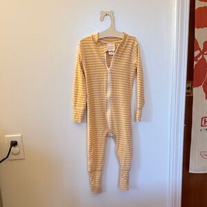 Hanna Andersson Yellow and White Striped Footie